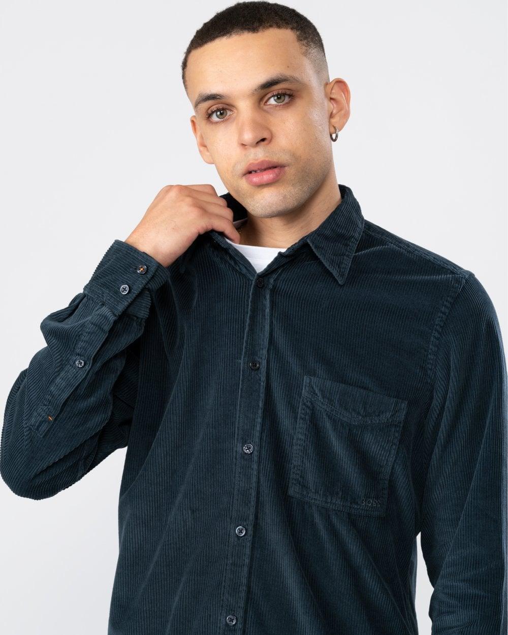 BOSS by HUGO BOSS Relegant 6 Long Sleeve Corduroy Shirt in Blue for Men |  Lyst UK