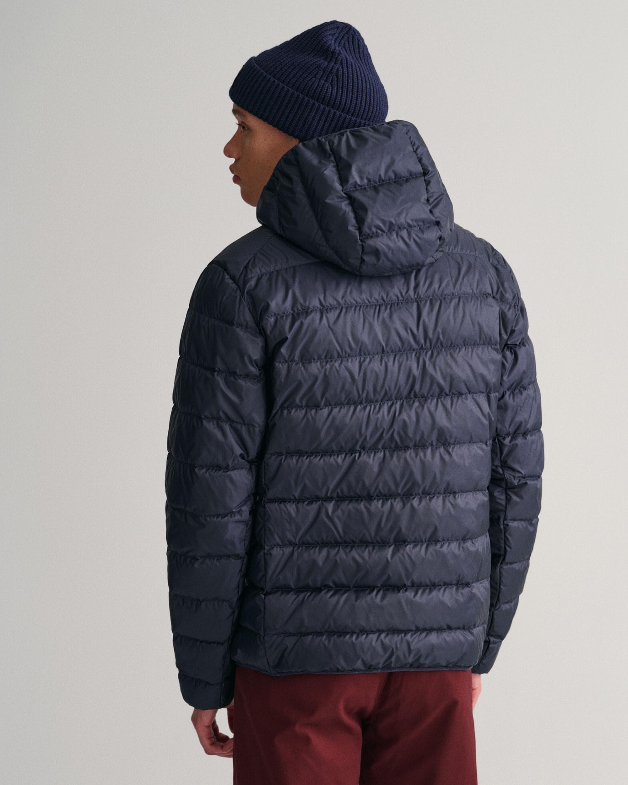 GANT Light Down Hooded Jacket in Blue for Men | Lyst