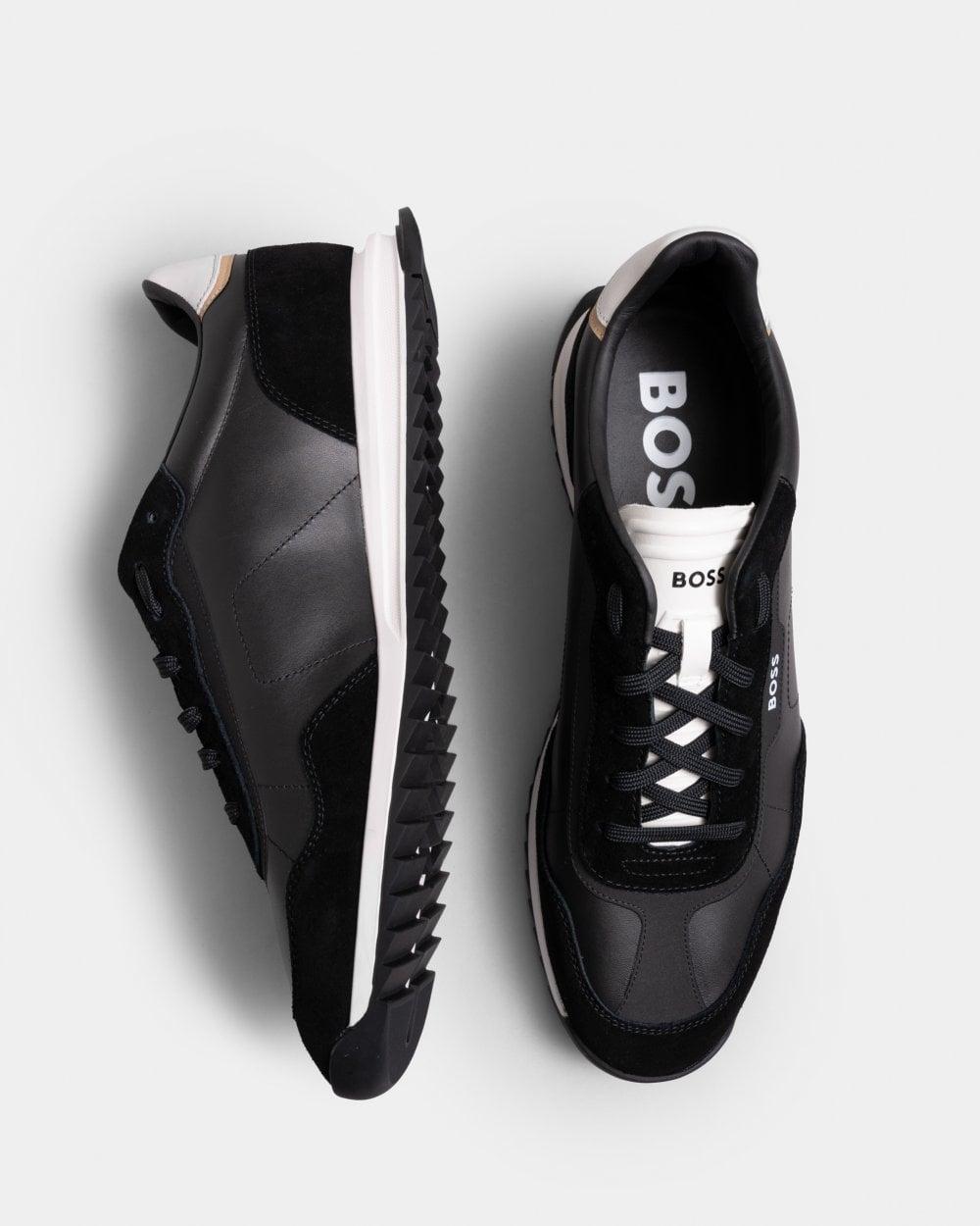 BOSS by HUGO BOSS Zayn Low Top Suede/leather Trainers in Black for Men |  Lyst