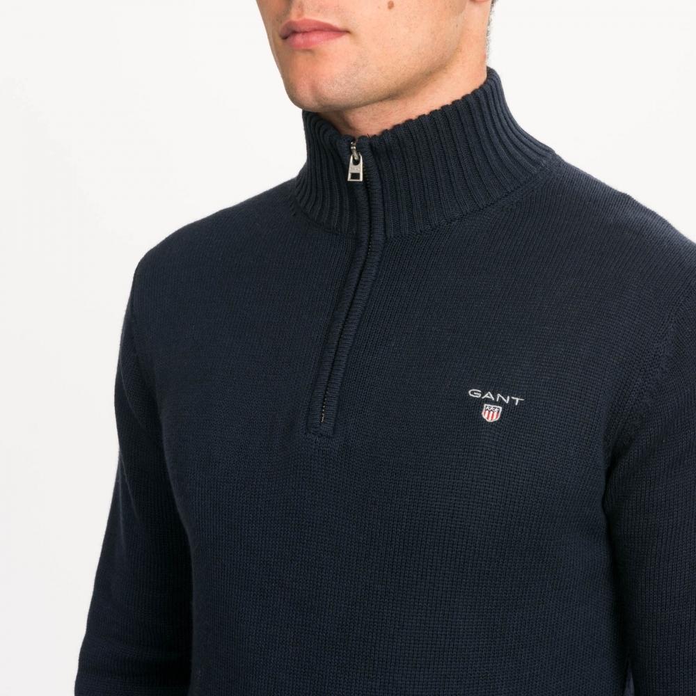 GANT Cotton Half Zip Knit Jumper in Blue for Men - Lyst