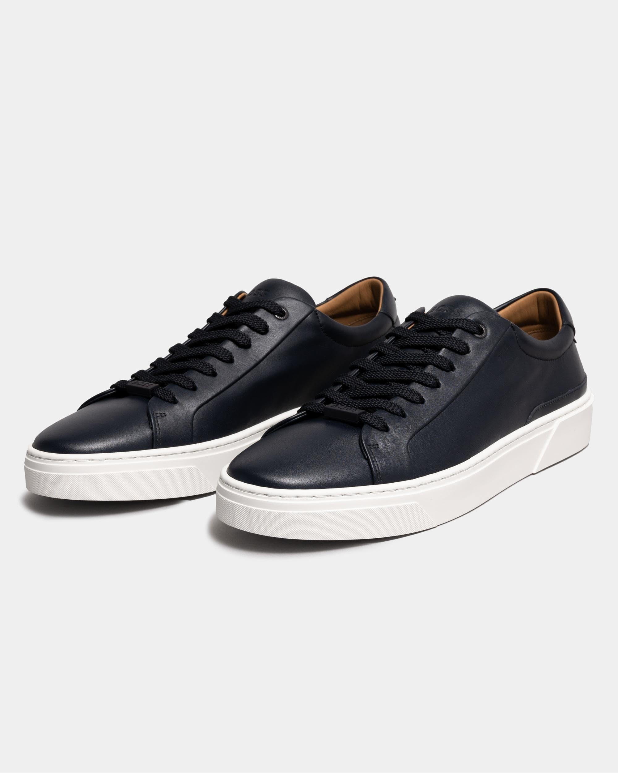 BOSS Mirage Tennisstyle Leather Trainers With Tonal Branding Nos in