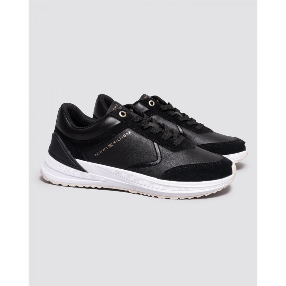 Tommy Hilfiger Runner With Heel Detail Trainers in Black | Lyst