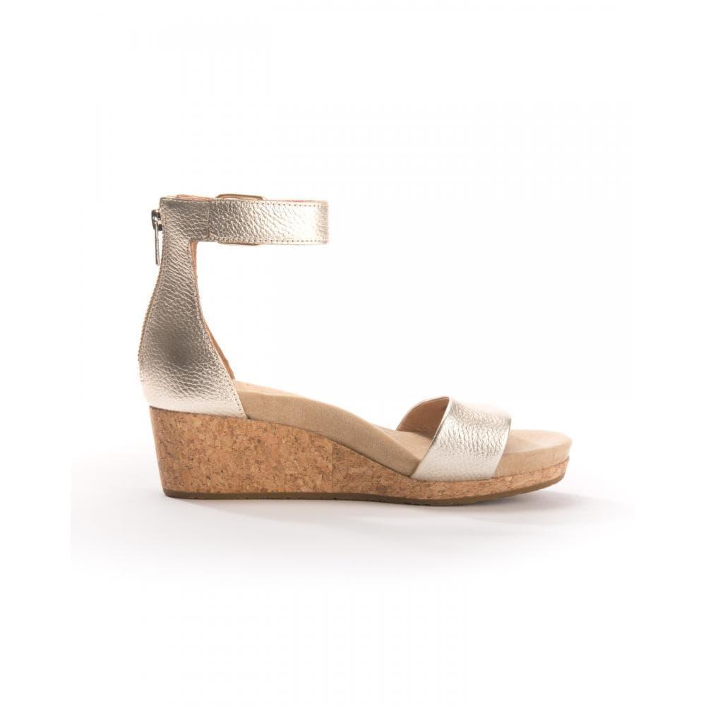 UGG Zoe Leather Wedge Sandals in Metallic | Lyst