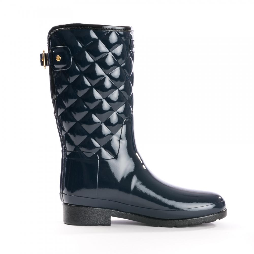 hunter refined gloss quilted short boots