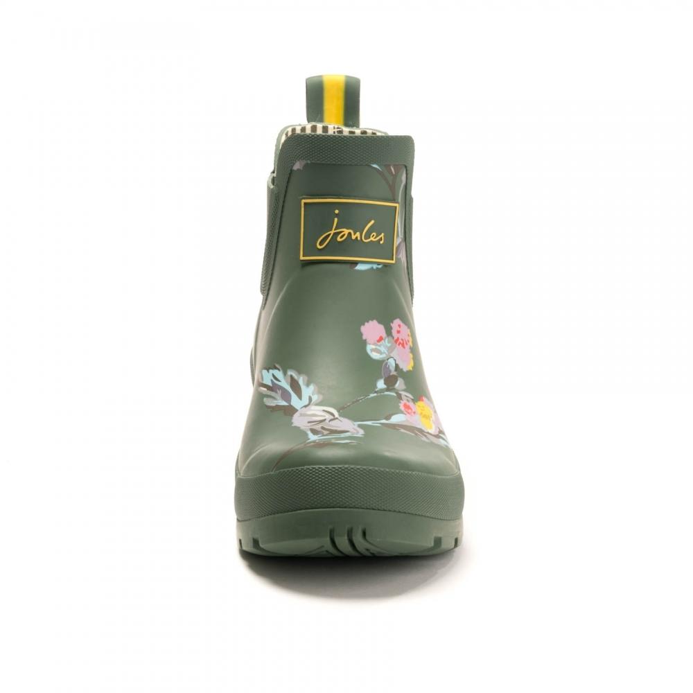 CLOSEOUT Joules Ladies Wellibob Short Height Printed Rain Boots Green Floral 