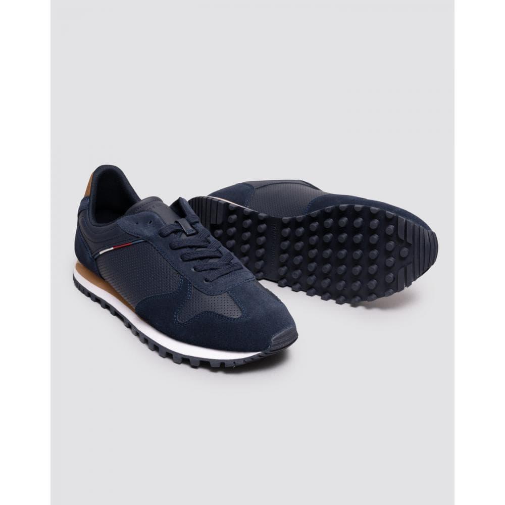Tommy Hilfiger Elevated Runner Leather Mix Trainers in Blue for Men | Lyst