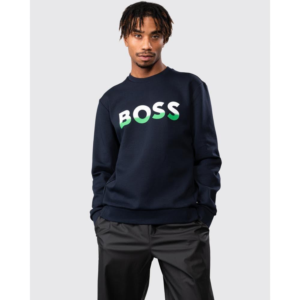 BOSS by HUGO BOSS Salbo 1 Two Tone Logo Sweatshirt in Blue for Men | Lyst