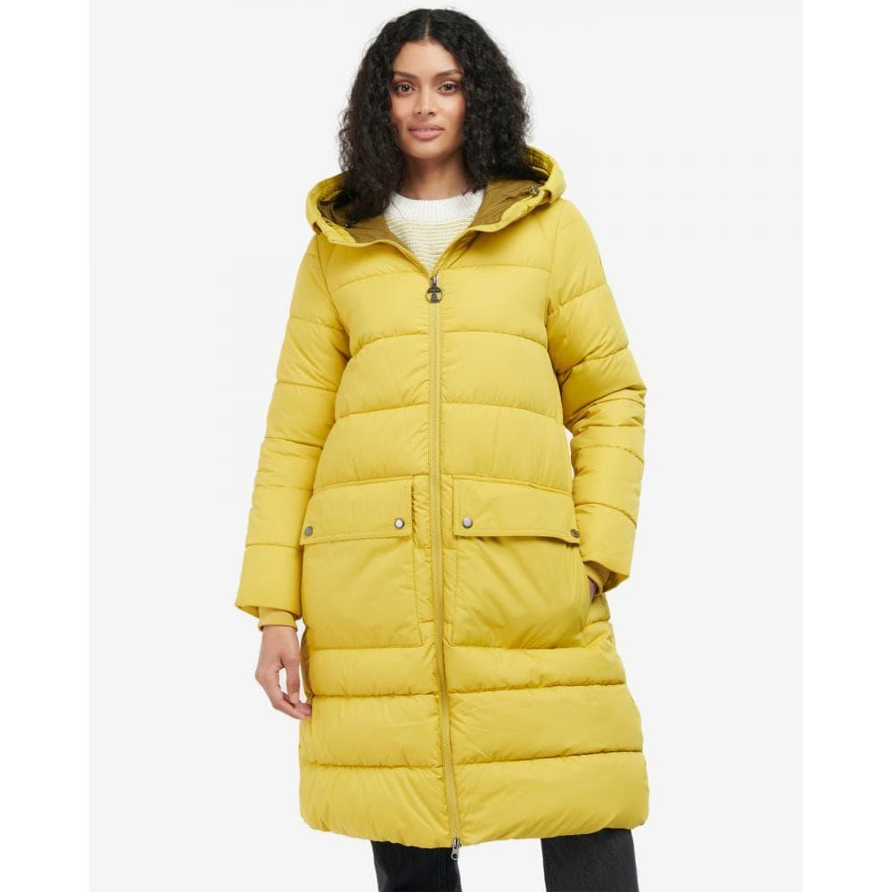 Barbour Skip Long Quilted Jacket in Yellow Lyst UK