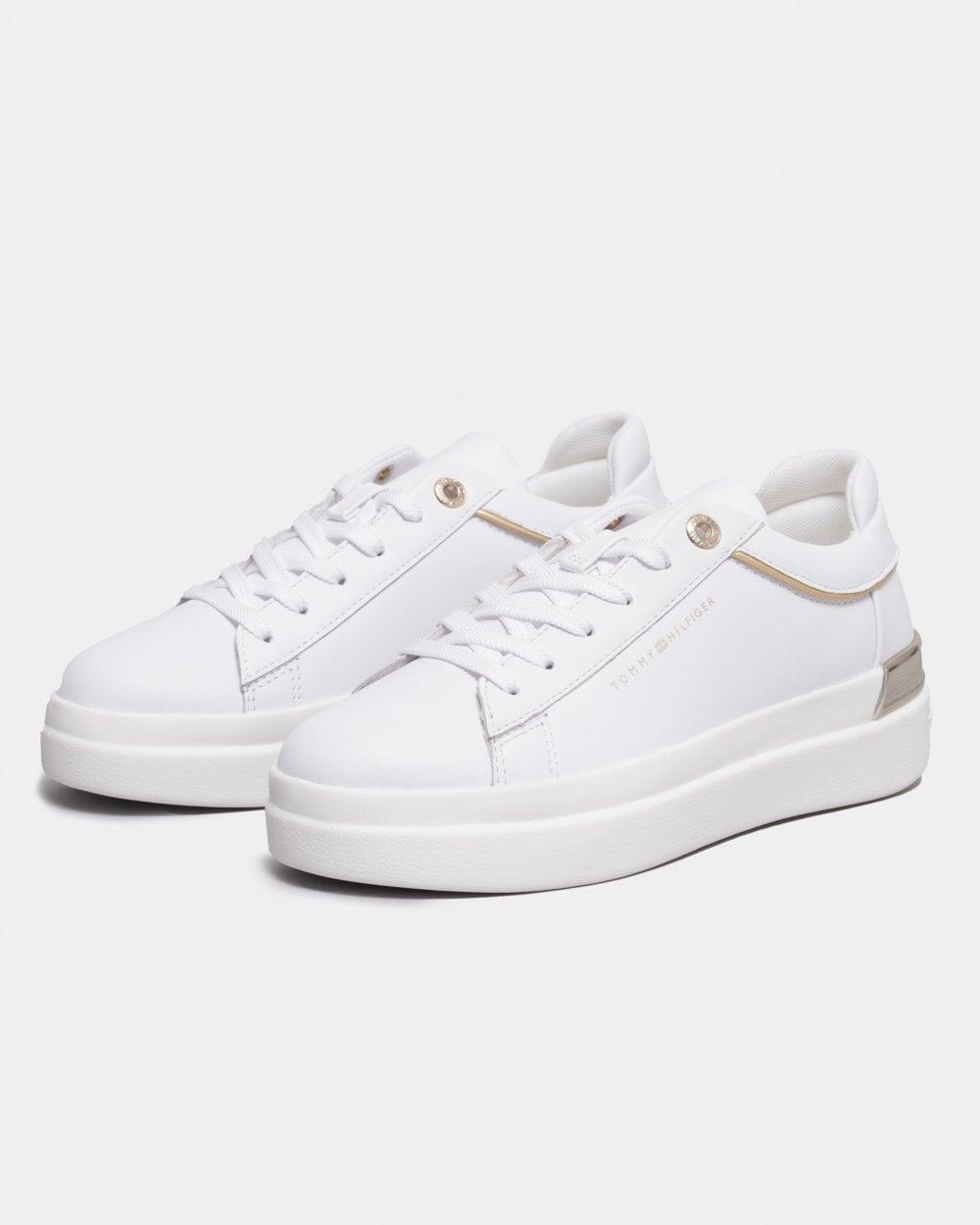 Tommy Hilfiger Lux Metallic Cupsole Trainers in White | Lyst