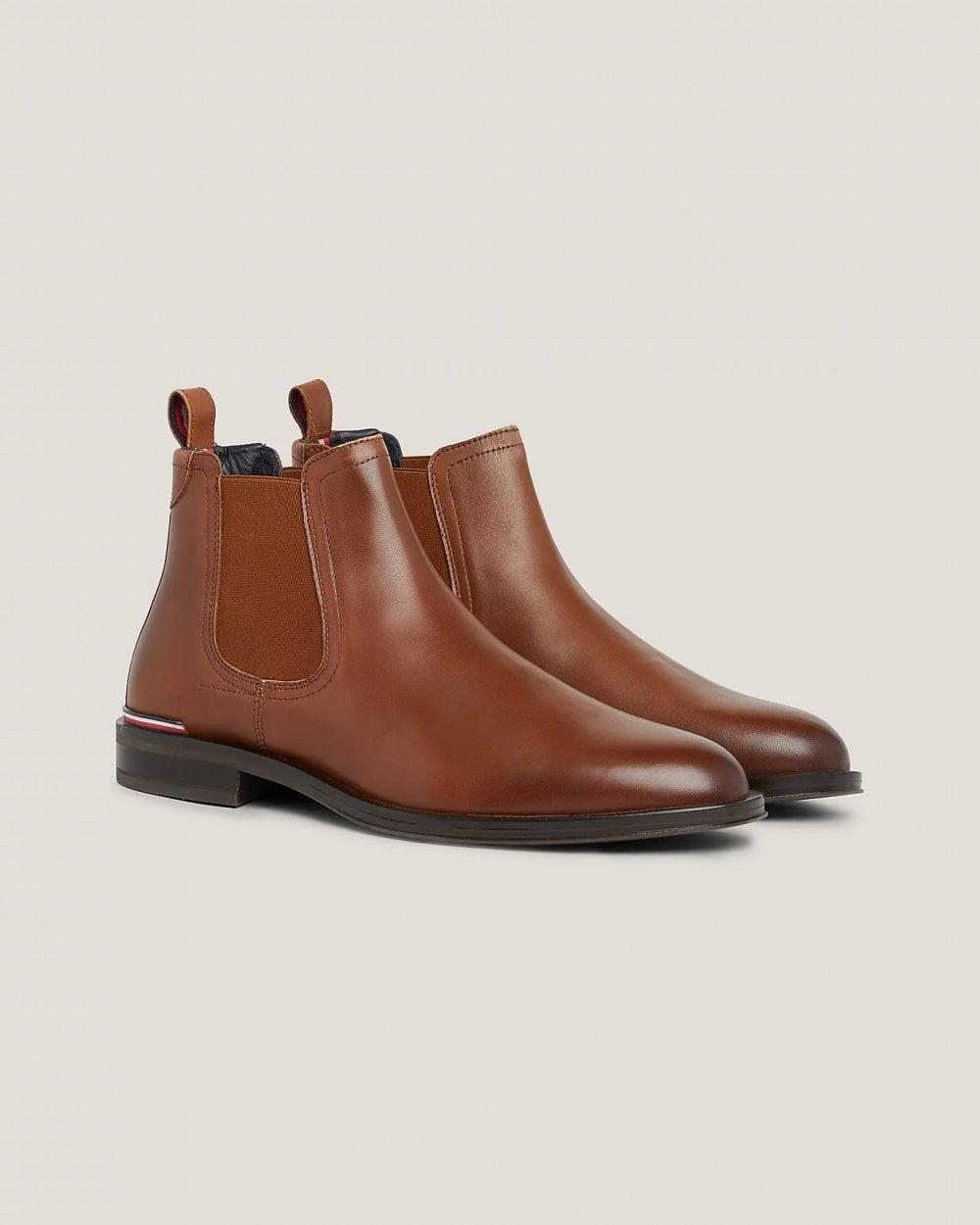 Tommy Hilfiger Core Rwb Hilfiger Leather Chelsea Boots in Brown for Men |  Lyst