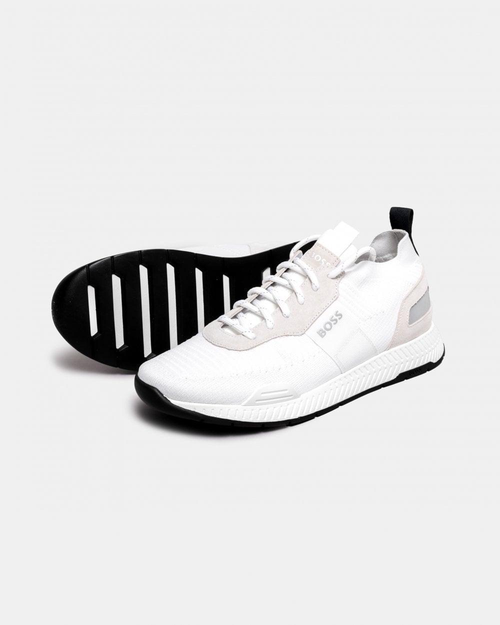BOSS Titanium_runn Structured-knit Sock Trainers With Branding in