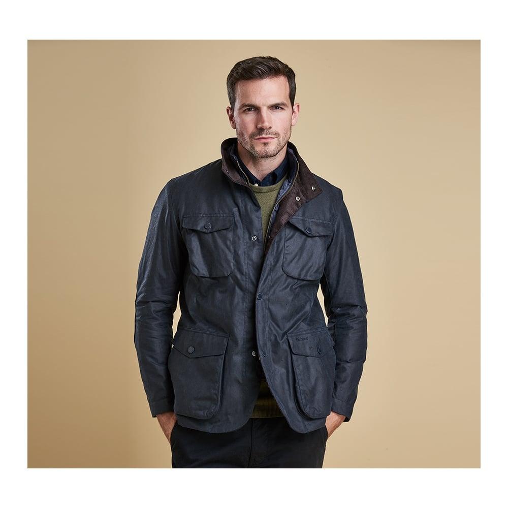 Barbour Cotton Ogston Wax Jacket in Navy (Blue) for Men | Lyst