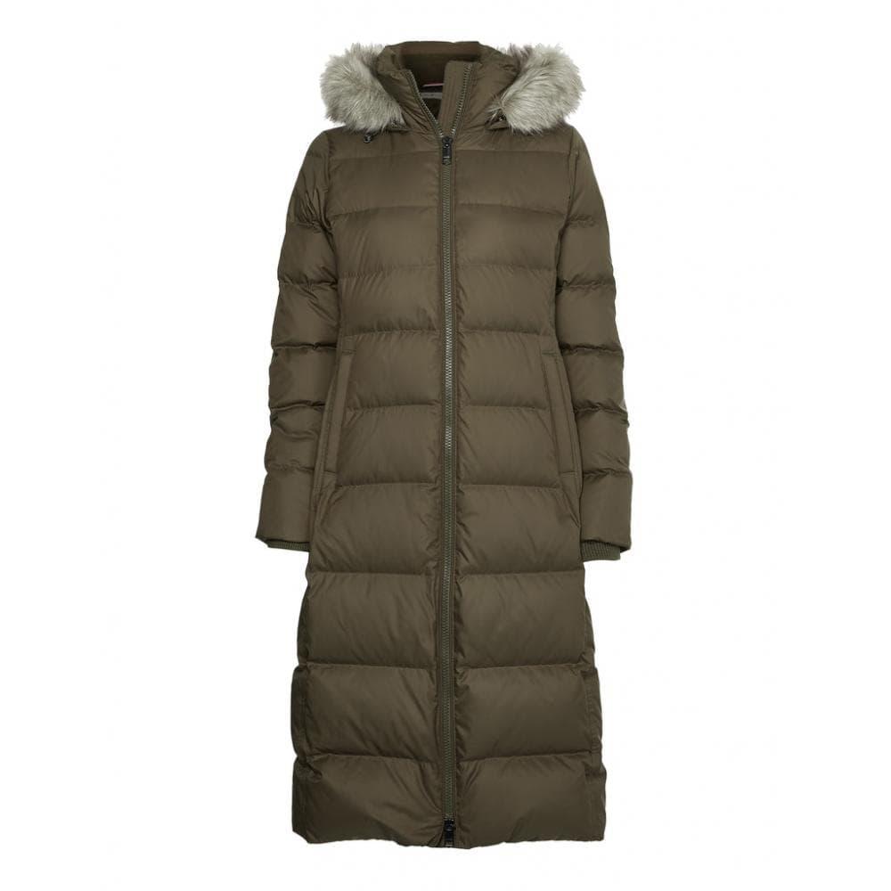 Tommy Hilfiger Tyra Maxi Faux Fur Down Jacket in Green | Lyst