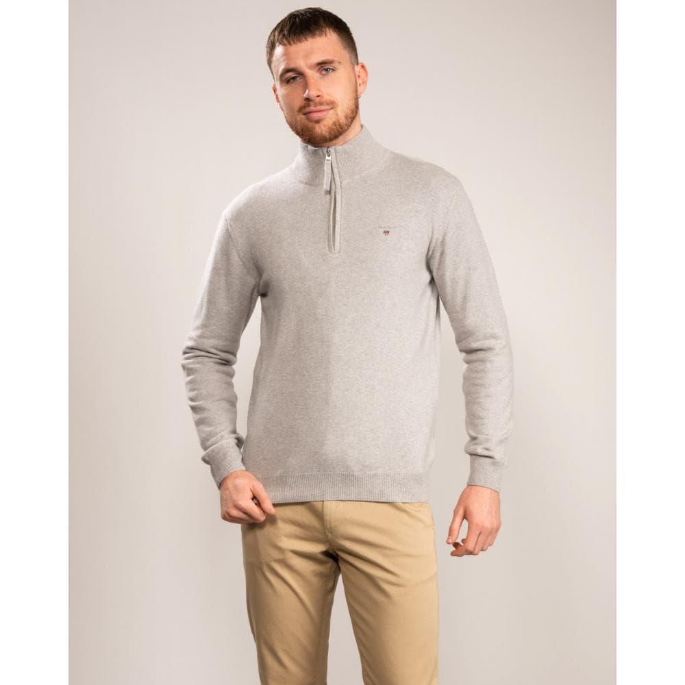GANT Super Fine Lambswool Half Zip Sweater in Grey for Men | Lyst Australia