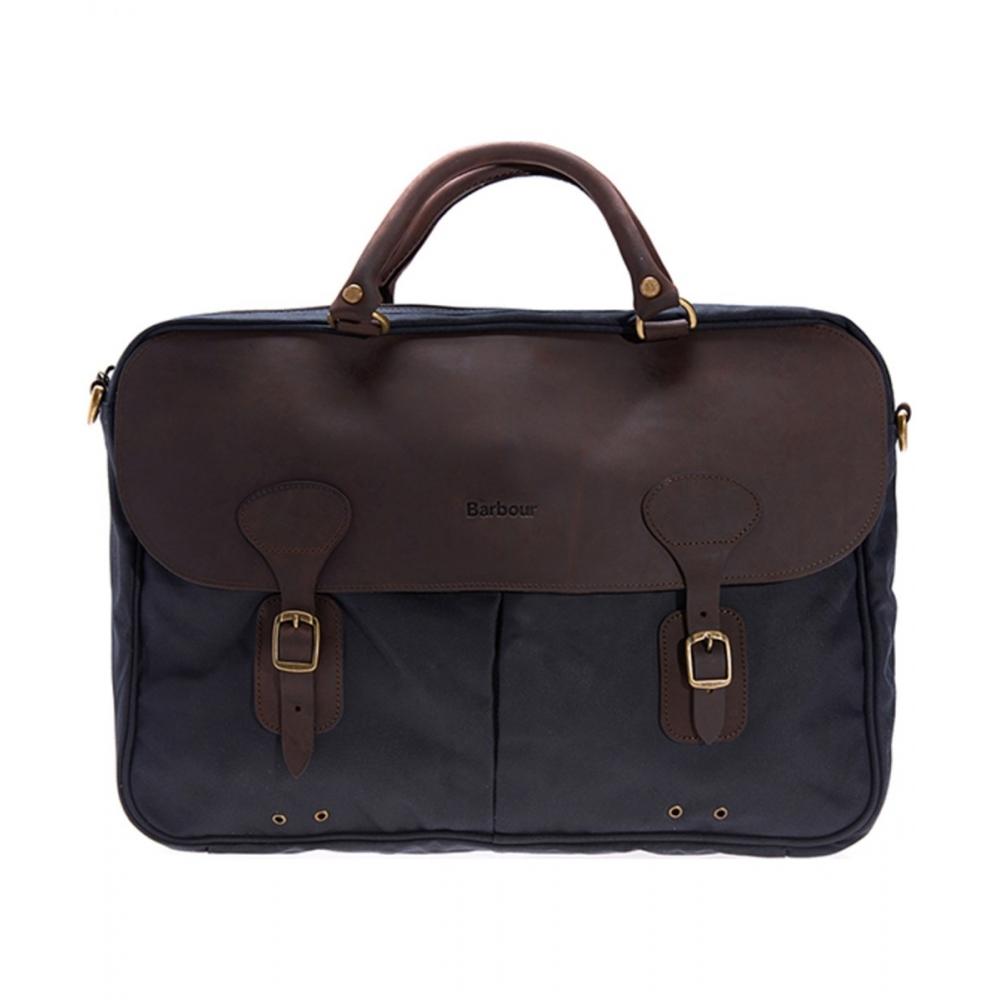 Barbour Wax Leather Briefcase in Navy (Blue) for Men - Lyst