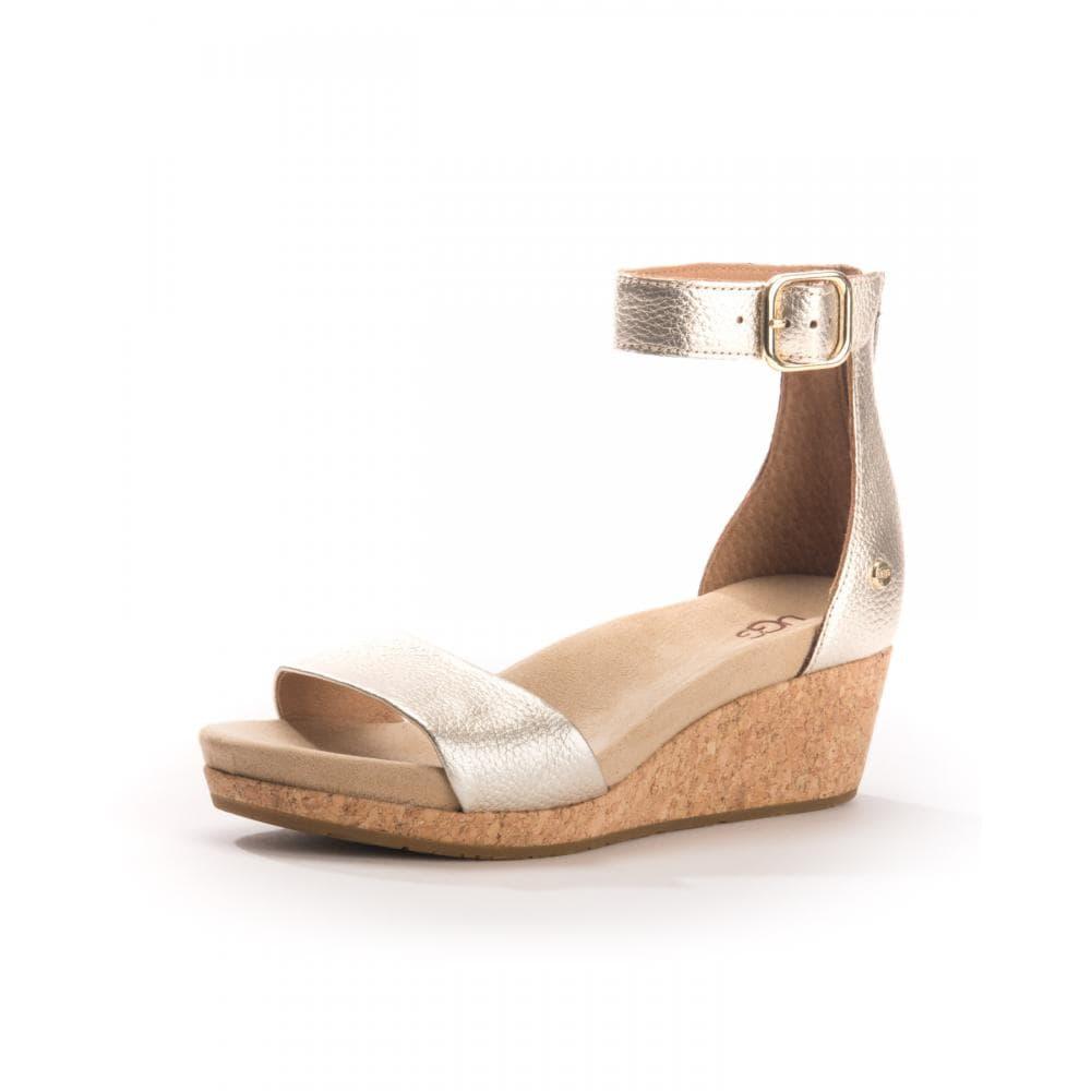 UGG Zoe Leather Wedge Sandals in Metallic | Lyst