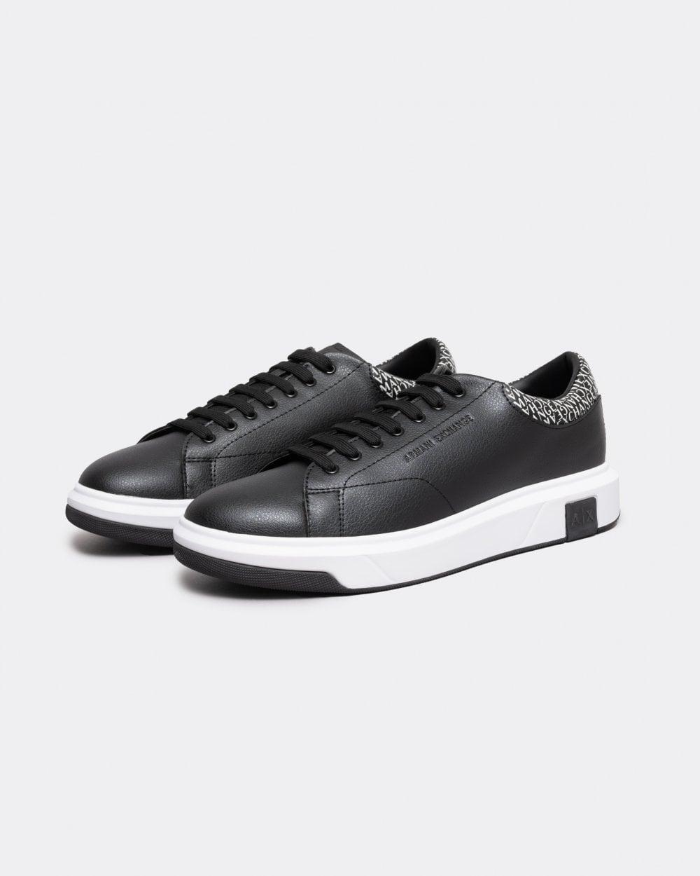 Giorgio Armani Leather Tennis Shoes With Aop Detail in White for Men Lyst UK