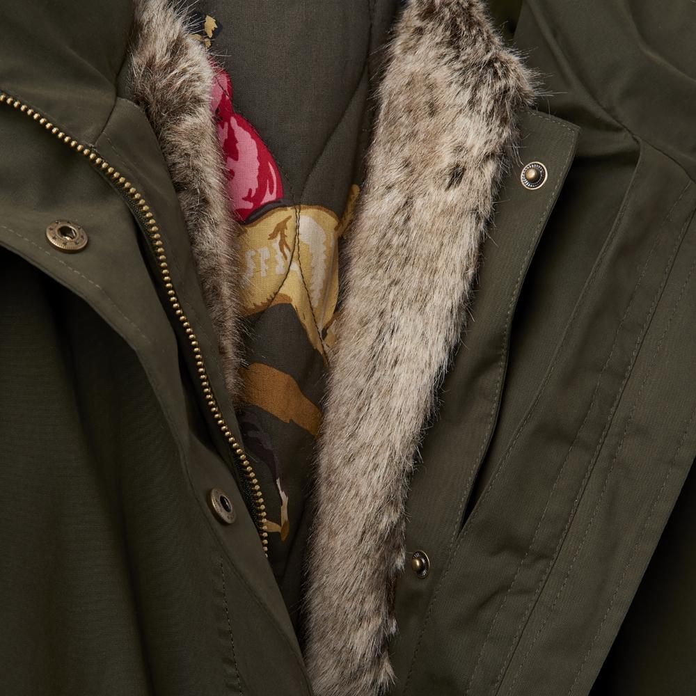 Joules Brodie Faux Wax Womens Parka X In Green Lyst