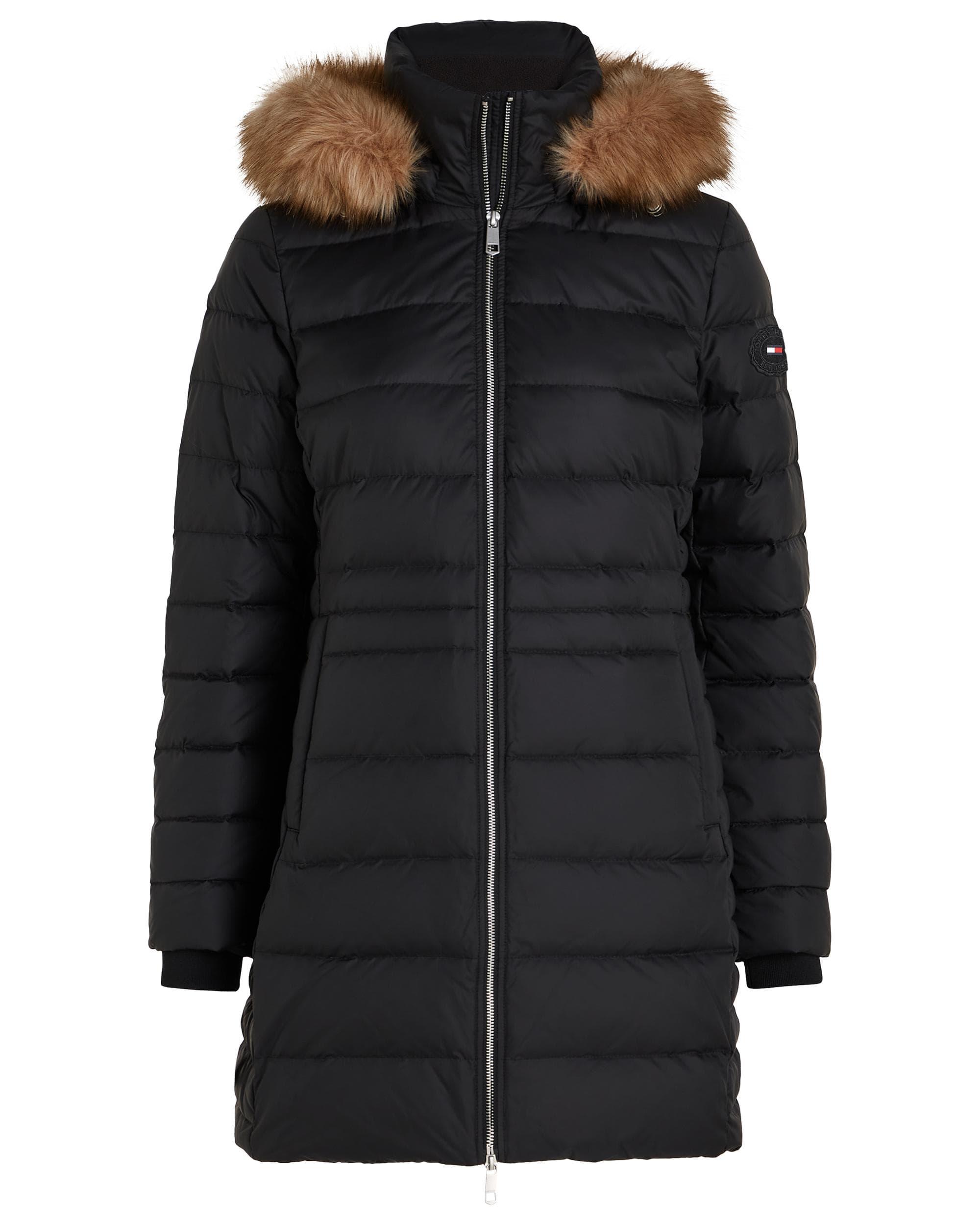 Tommy Hilfiger Tyra Long Down Faux Fur Jacket Size L in Black Lyst