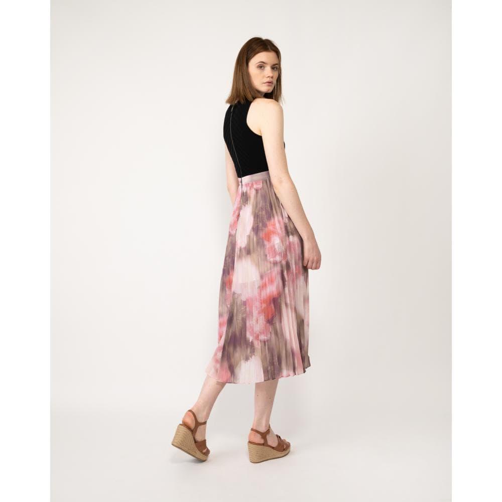 aquila cross front pleated dress with knit bodice