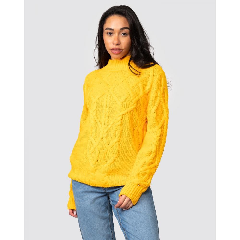 Tommy Hilfiger Relaxed Cable Mockneck Jumper in Yellow | Lyst Canada