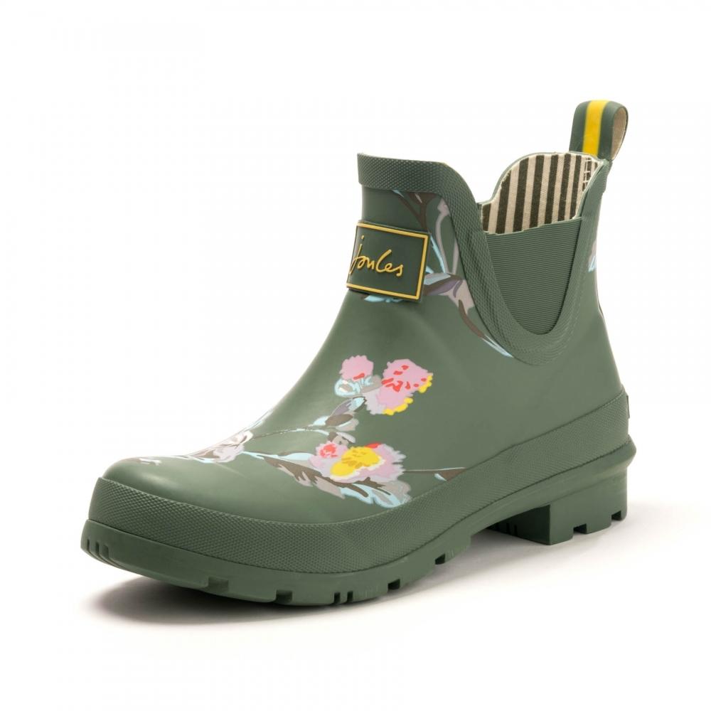 Green Floral Joules Womens Wellibob Short Height Wellies 