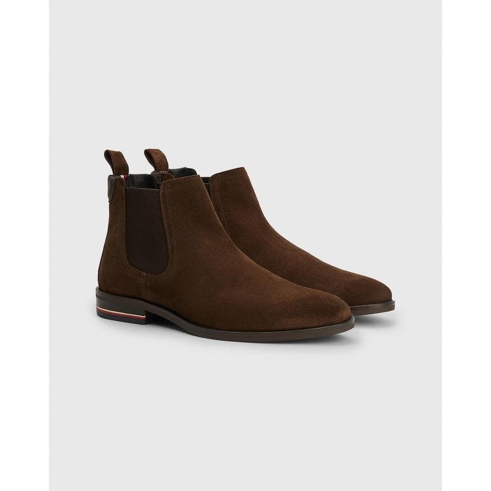 Tommy Hilfiger Signature Suede Chelsea Boots in Cocoa (Black) for Men