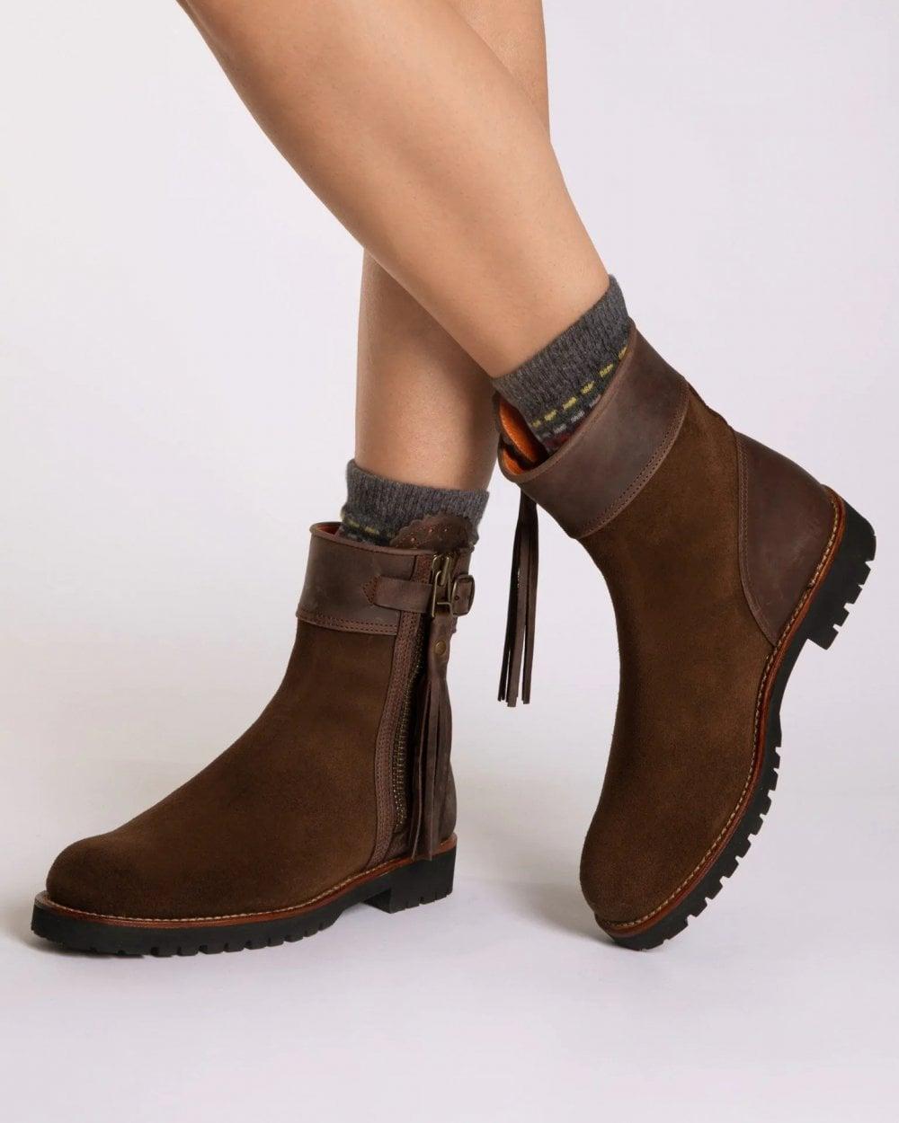 Penelope Chilvers Inclement Cropped Tassel Boot in Brown | Lyst
