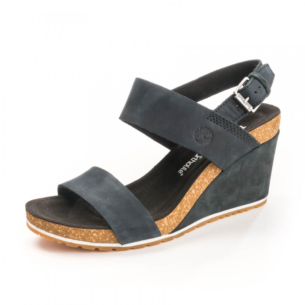 Timberland Capri Sunset Wedge Sandal in Black | Lyst