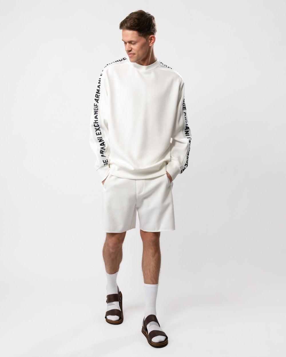 ARMANI EXCHANGE Logo Tape Crew Neck Sweatshirt Colour: Off ARMANI EXCHANGE Logo Tape Crew Neck Sweatshirt Colour: Off
