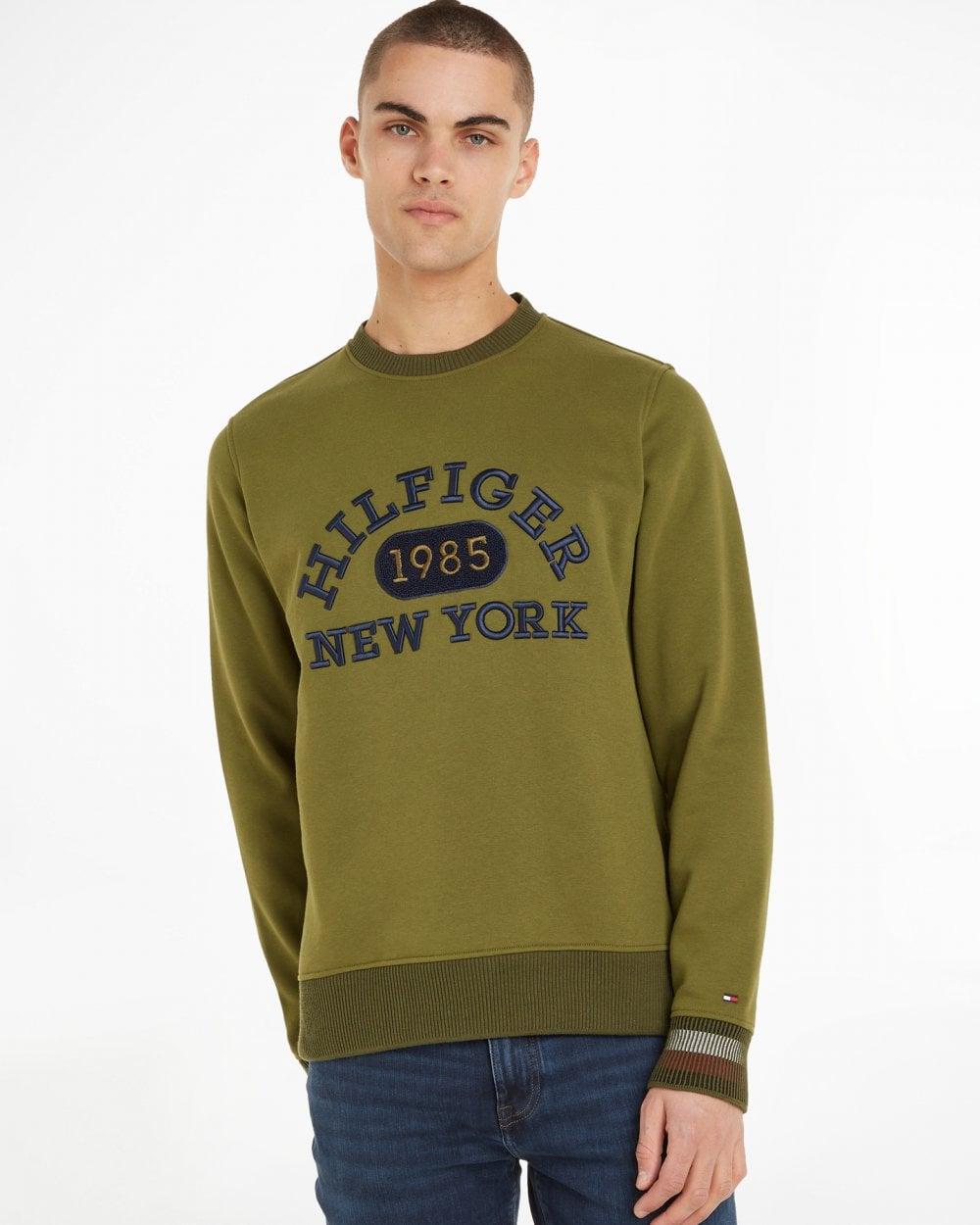 Tommy Hilfiger Monotype Collegiate C neck Sweatshirt in Green for
