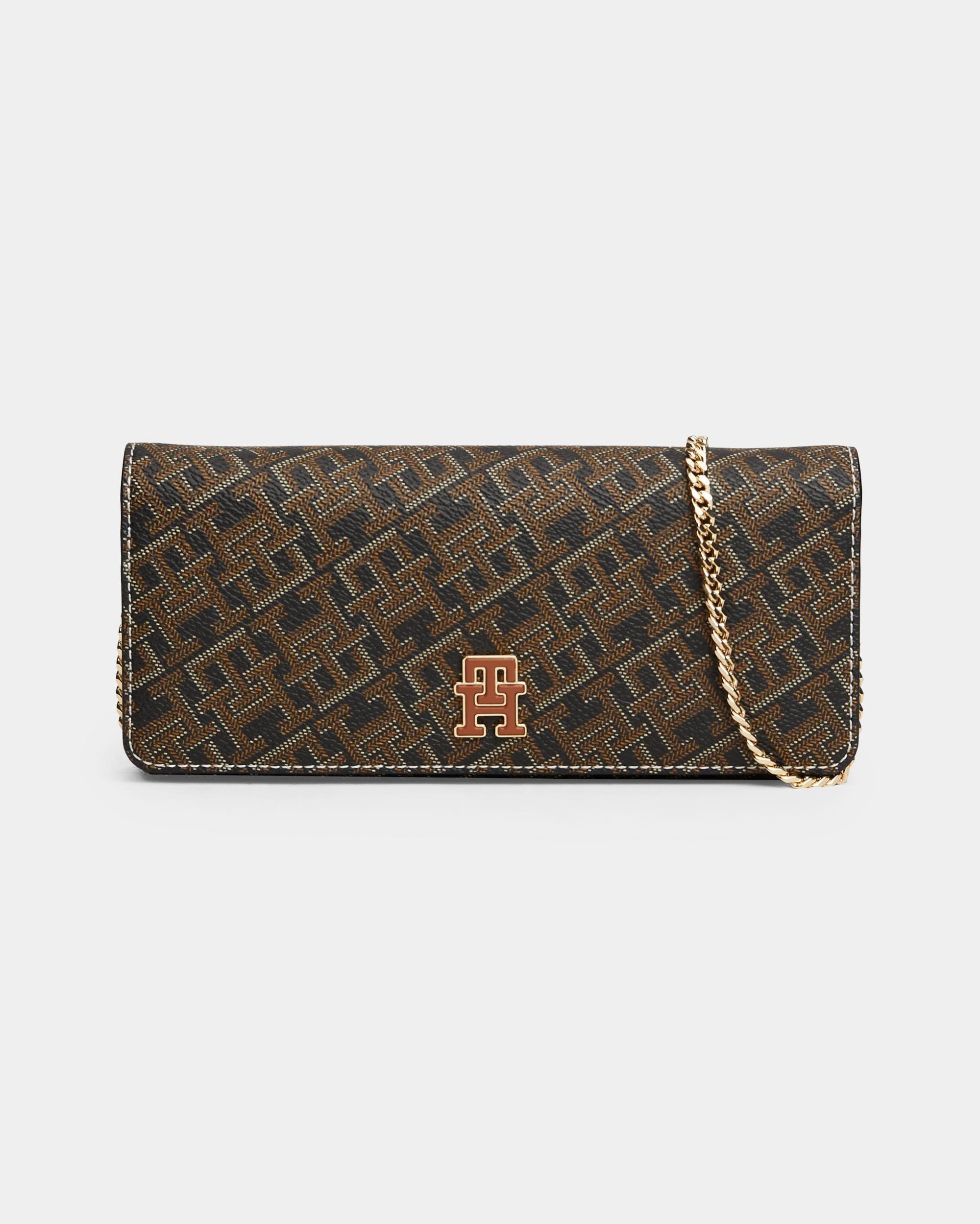 Tommy Hilfiger Th Monoplay Large Flap Purse With Chain Tan Mix in Natural Lyst