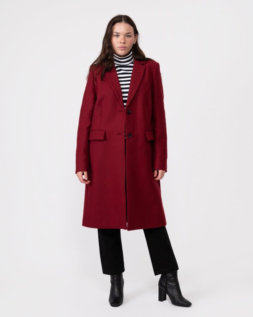 Tommy Hilfiger Wool Blend Long Classic Jacket in Red Lyst