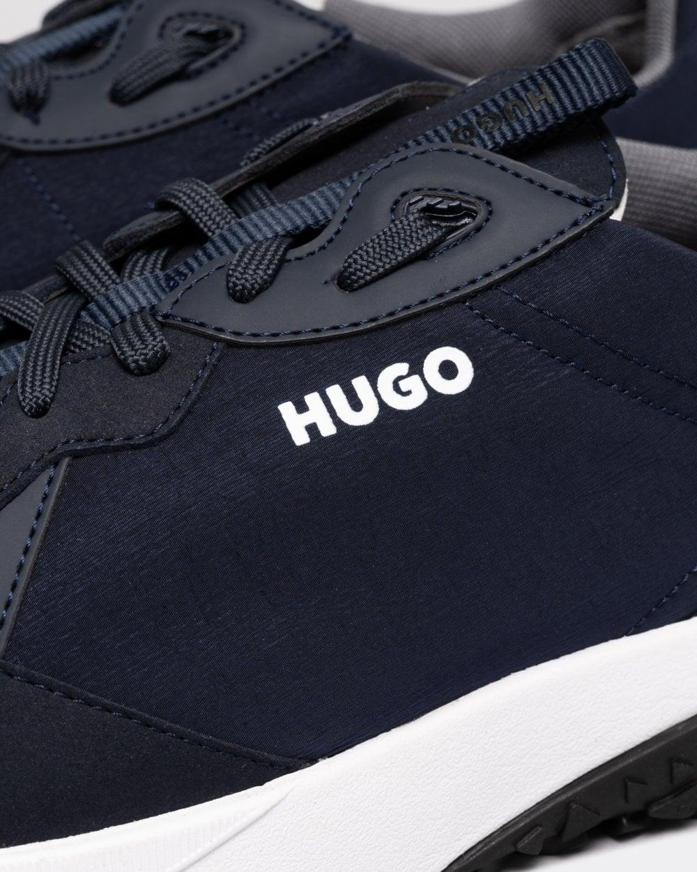 HUGO Kane Runn Mixed for Details Logo Lyst Blue in With Material | Men Trainers