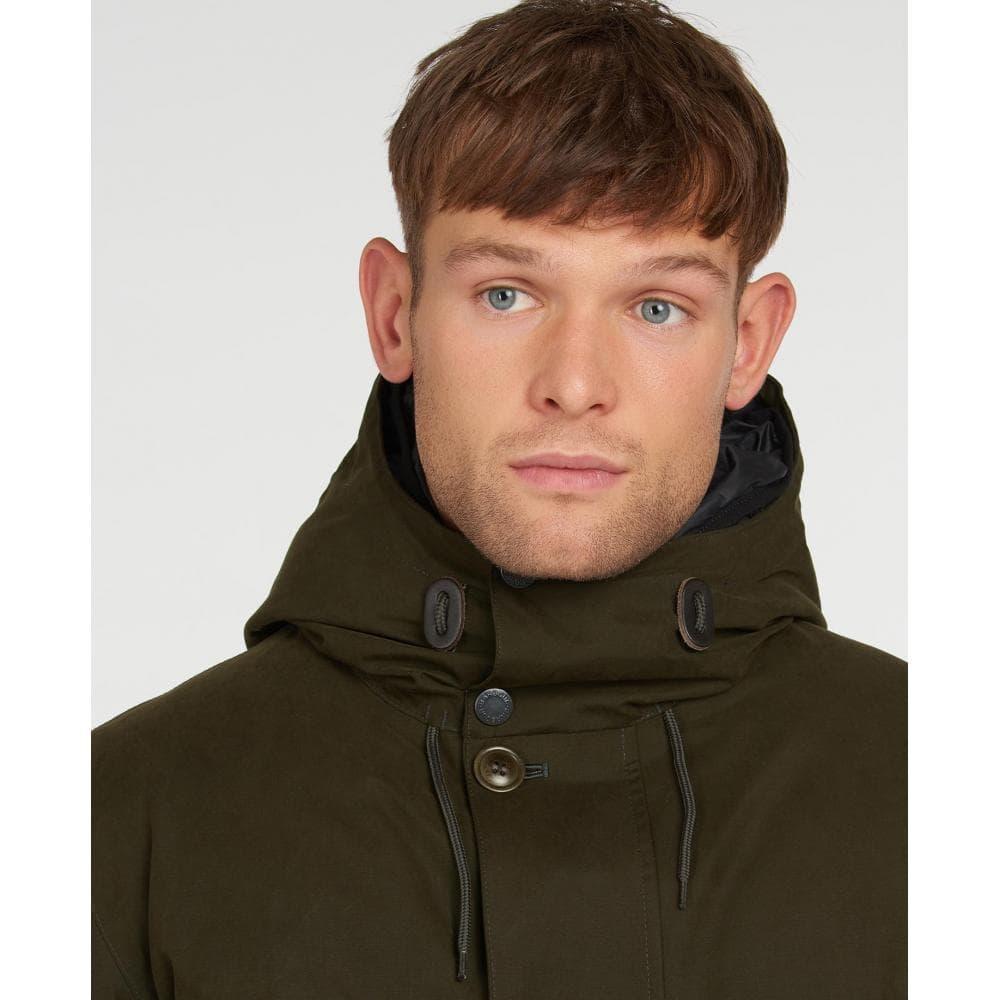Barbour Leather Arctic Parka Jacket in Olive (Green) for Men | Lyst