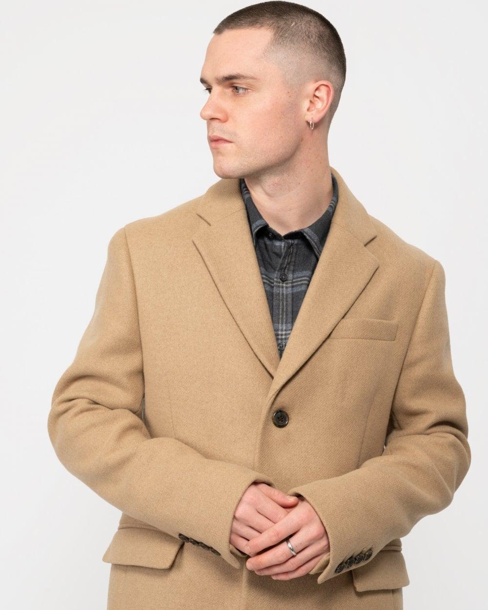 GANT Classic Tailored Fit Wool Topcoat in Natural for Men | Lyst