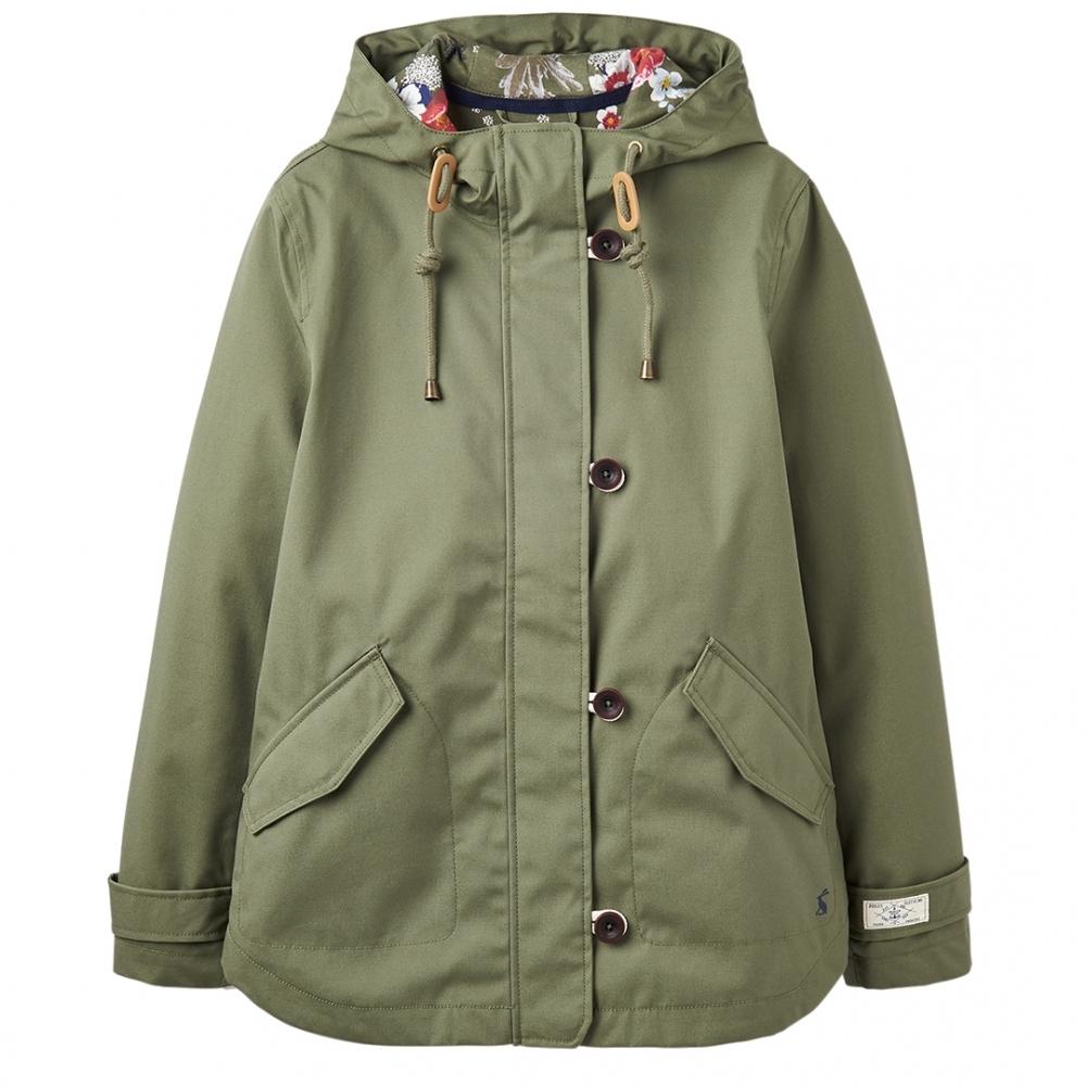 Joules Cotton Coast Womens Waterproof Jacket A/w in Khaki Green (Green