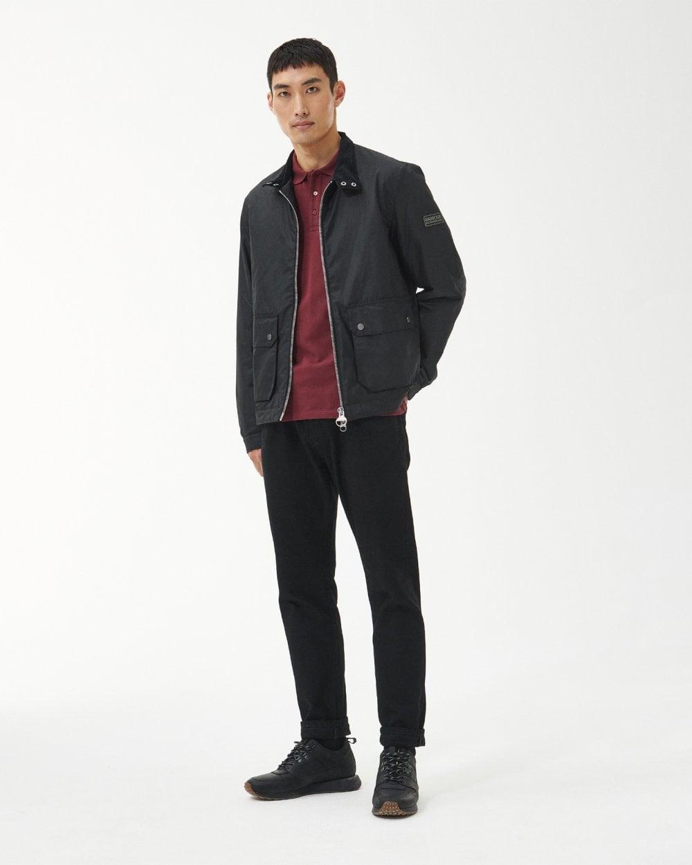 Barbour Lutron Harrington Wax Bomber Jacket in Black for Men Lyst UK