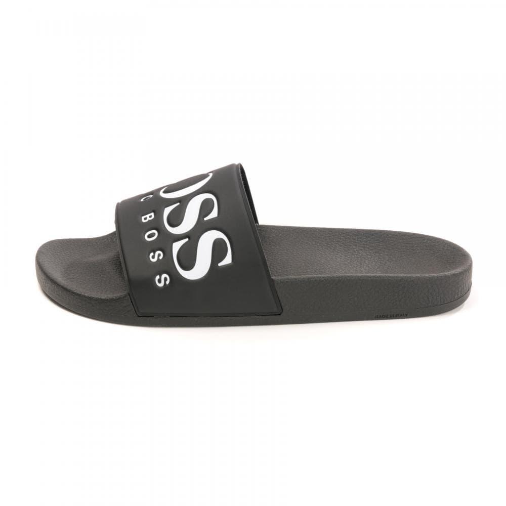 BOSS by HUGO BOSS Solar Slide Logo Sliders Black Gold for Men | Lyst