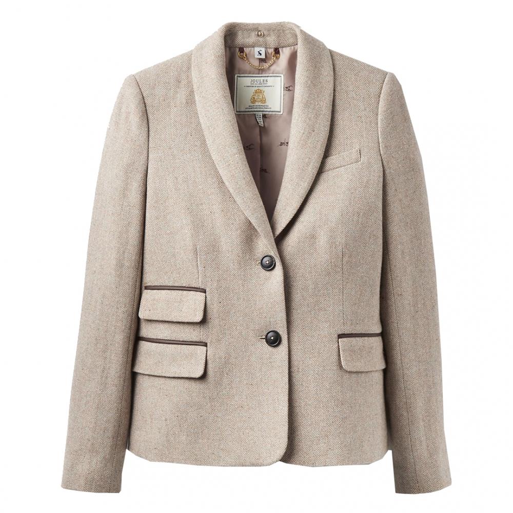 Joules Womens Tweed Blazer With Fur Collar (z) Lyst