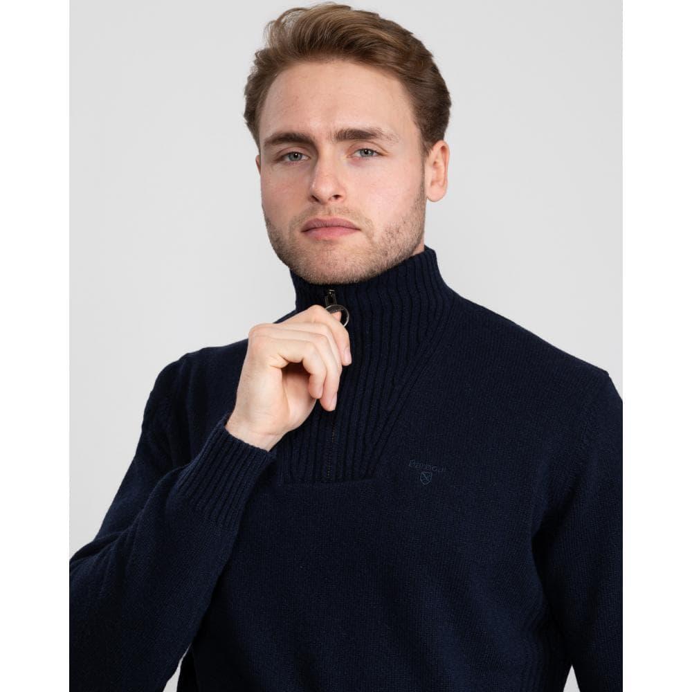 barbour essential lambswool half zip jumper navy