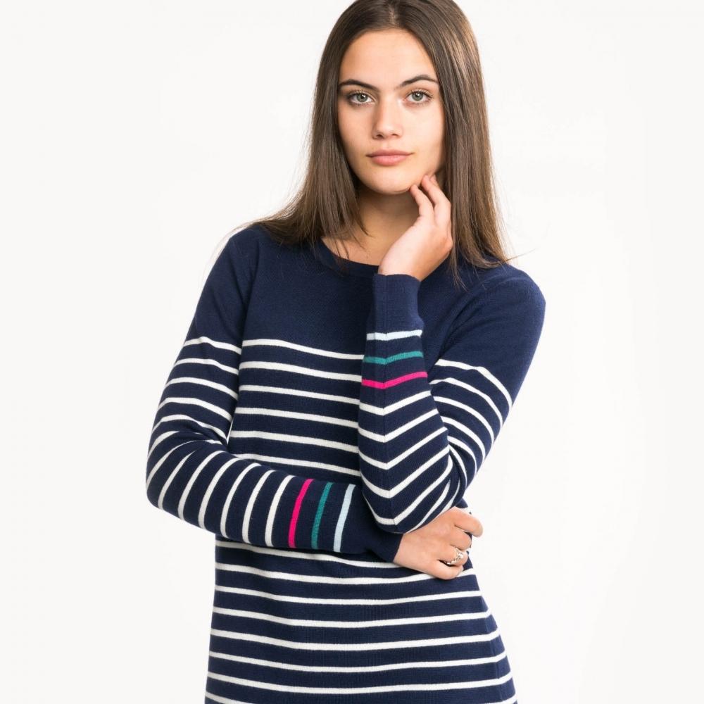 Joules Ladies Estelle Knitted Long Sleeve Tunic Navy /& Cream stripe