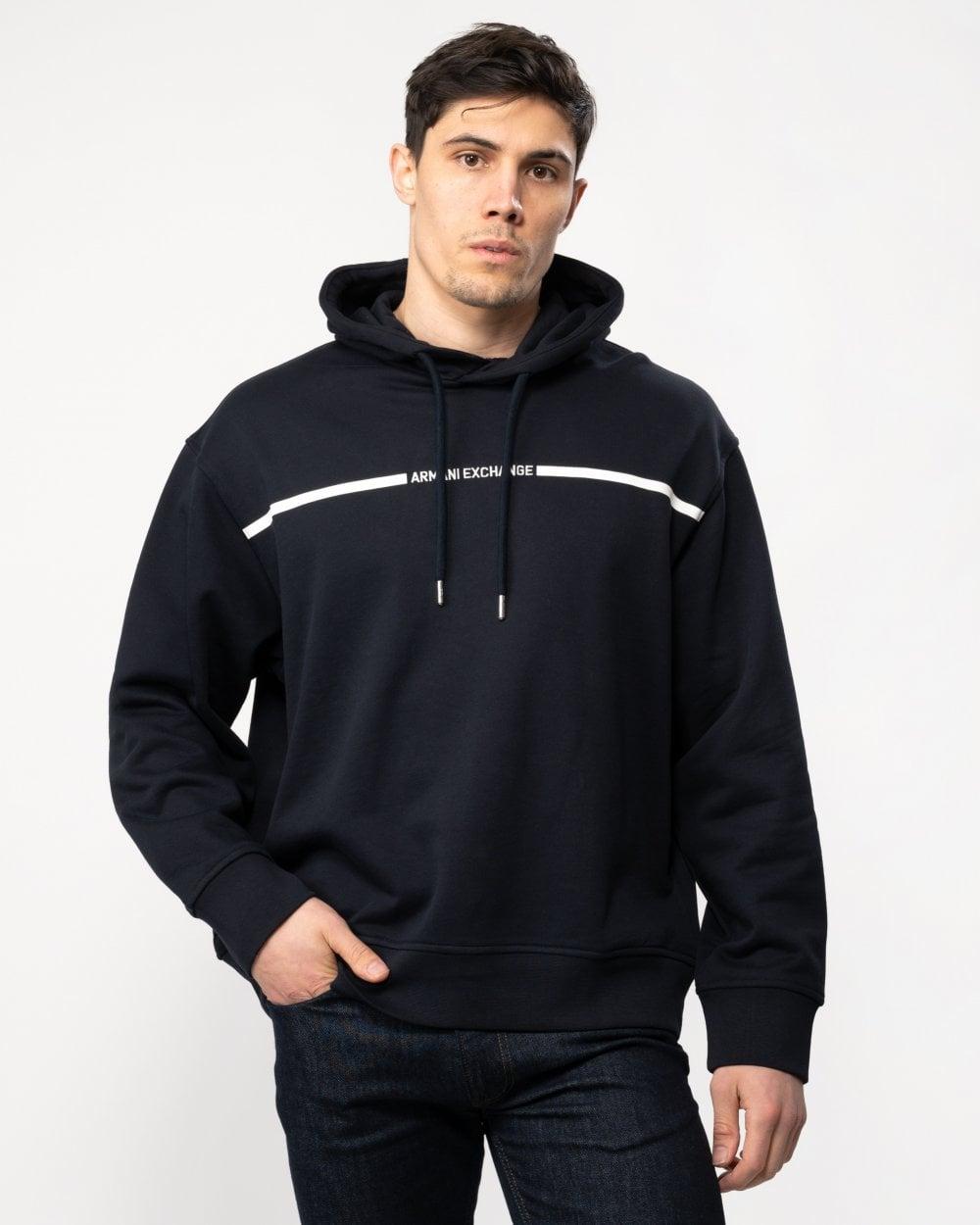 ARMANI EXCHANGE Stripe Logo Pullover Hoodie in Blue for Men Lyst