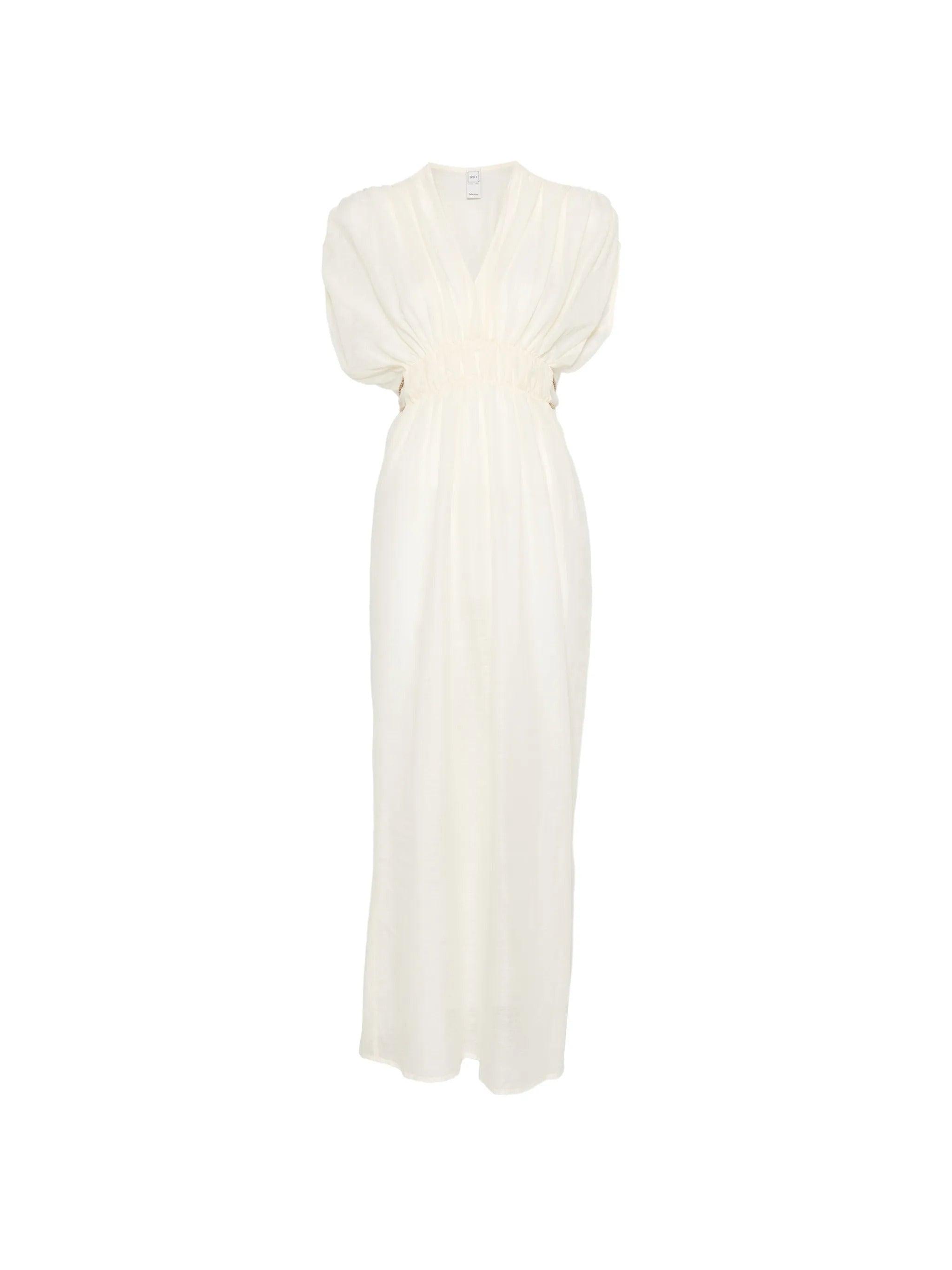 chinese dress ladies Midi Dress with Tie Waist – 120percento Lino USA main image 0