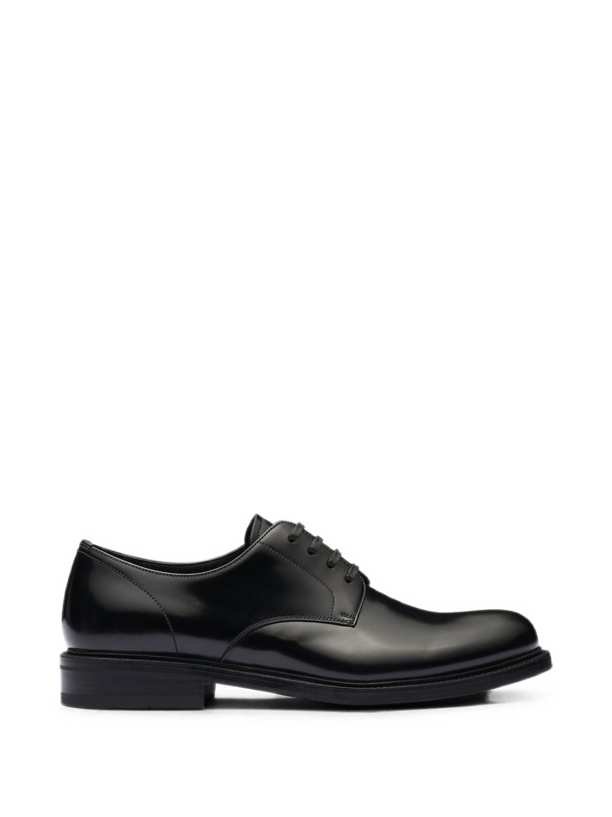 prada dress shoes mens printed Prada logo Non Prada Laced Leather Men Loafers