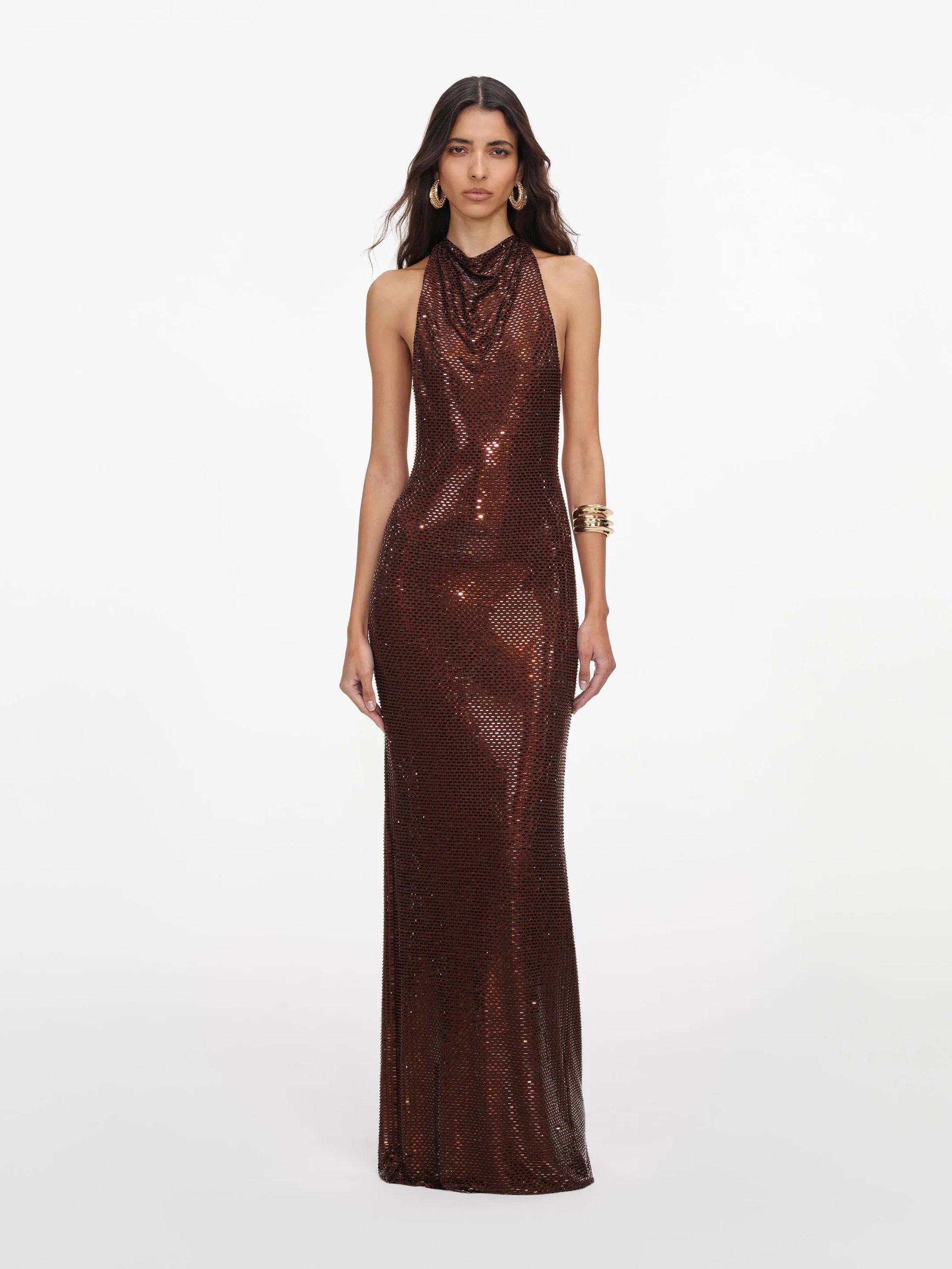brown racerback dress Modal V-Neck Racerback Adjustable Strap Maxi Dress