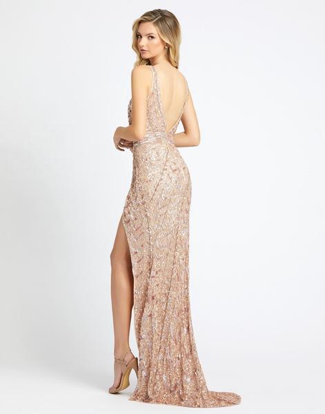 mac duggal sequin slit gown