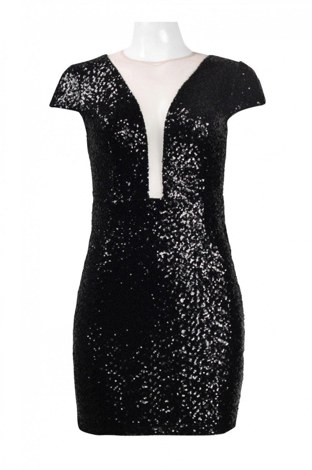 aidan mattox sequin plunge gown