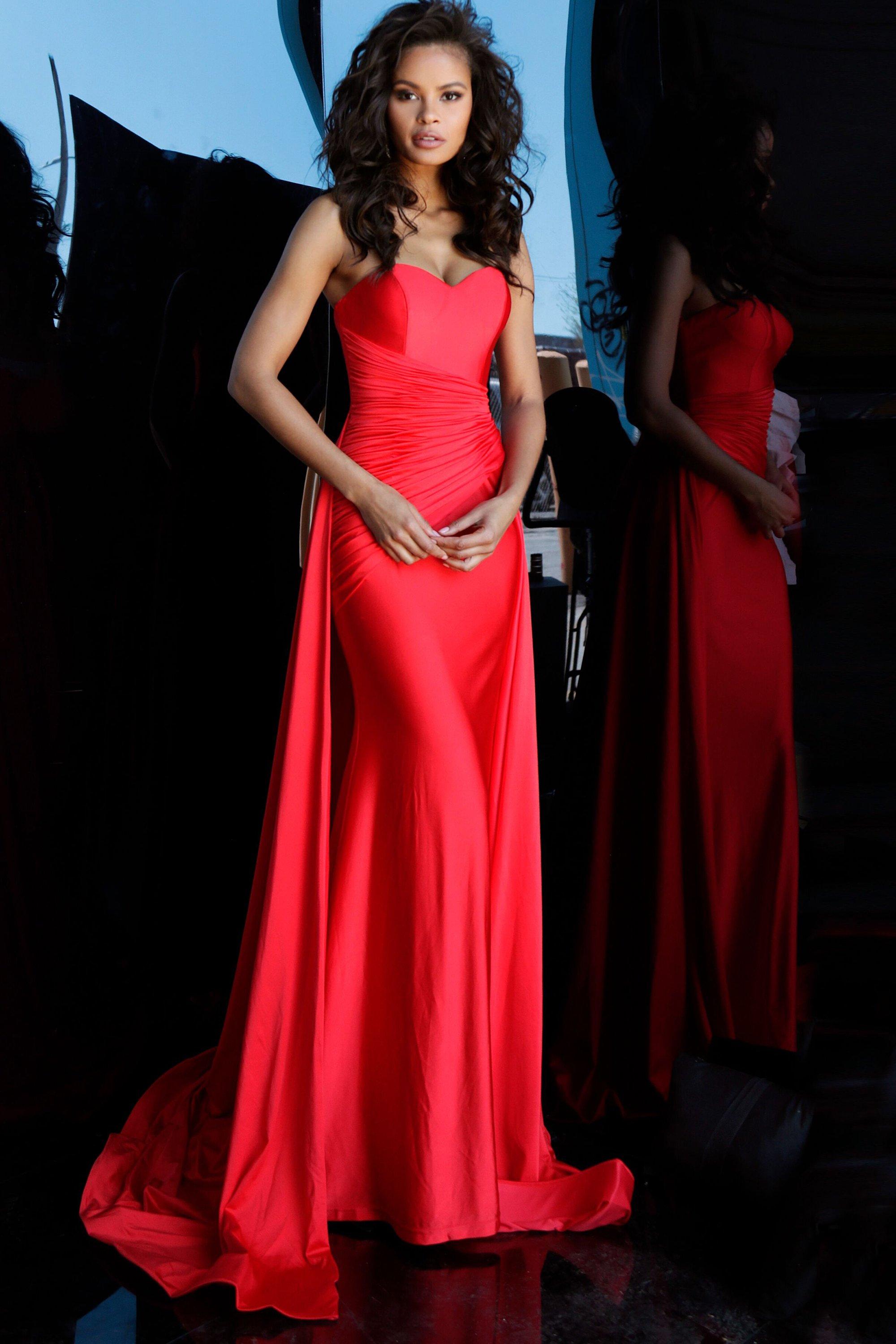 strapless ruched gown