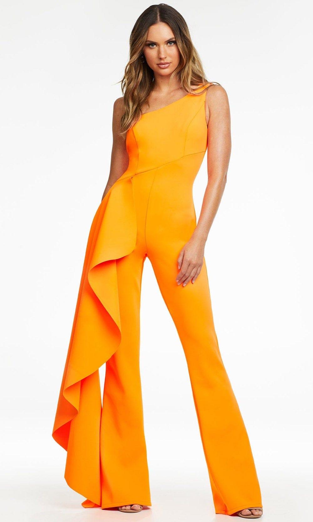 Ashley Lauren 11152 Drape Cascade Jumpsuit in Orange | Lyst